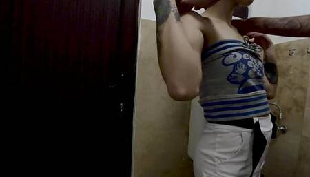 Bathroom Blaze: Skinny Couple's Intense Fuck Session