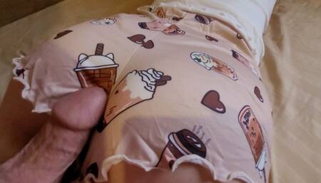 Rubbing Cock on Petite Stepsister's Big Round Ass on Her Bed