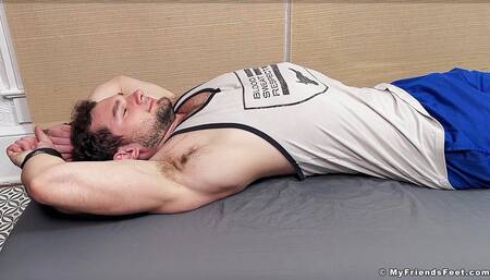 Bound hunk Zak greeted by Riley with a worship and tickles