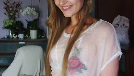 Horny webcam girl cums on stream