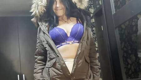 Milfycalla- a Lot of Cum on Brown Fur Hooded Puffer Jacket 172