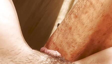 Chair humping in a hotel room in front of the window (POV+ClOSEUP)