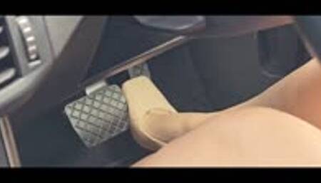 She Drives In Sexy Square Toe High Heels