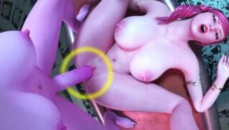 3D Futa Lesbian - Dickgirl Elf fucks Girl and CUM on Body