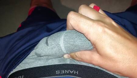 Pre Cum Stains on Gray Hanes Boxer Briefs