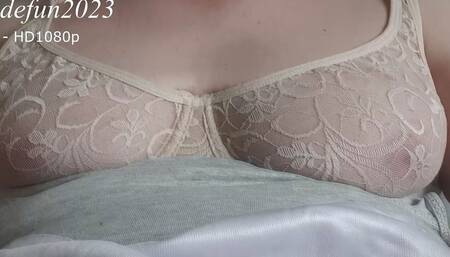 V59: POV, Natural Tit Shemale Cums in Skirt