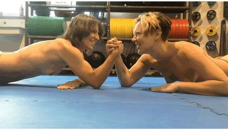 Part 1 Kiniku vs Newcomer The G-Spot in a Competitive Topless Arm Wrestling Match