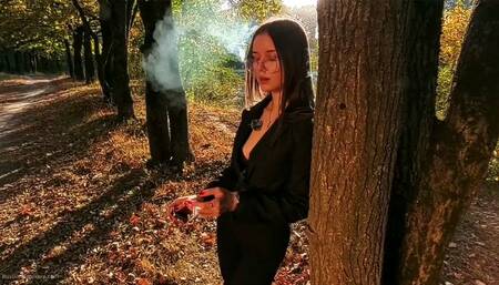 Smoking in the autumn forest
