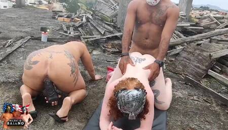 Girls Climb up High Building to Have Their First Anal Sex