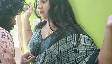 Vaishnavy and Sharun Raj saree navel romance, Saree romance, Navel romance with hot boobs press and kissing romance, Romance