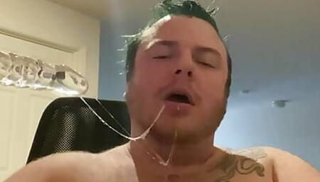 Sloppy Drooling Blowjob on clear dildo
