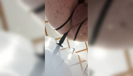 Anal play with small plug