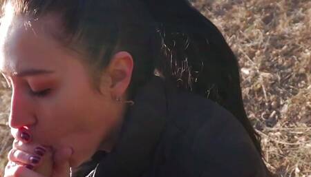 Sucking me off in the middle of nowhere