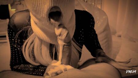 Deep throat blowjob choking on cock and lots of cum in POV