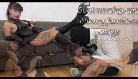 Boot worship and human furniture usage