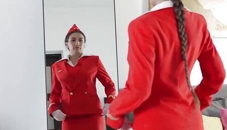 Stewardess of Russian Airline Invited Pilot Home and Fucked Him! Anal, Pussy Creampie!