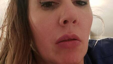 Stevie sneezes into her t-shirt