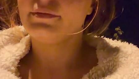 Outdoor Tits BDSM with Clothespins and a Car Passing by