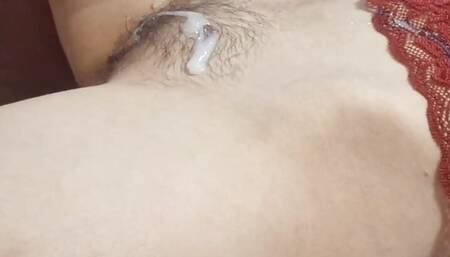 CUMMED ON HAIRY PUSSY