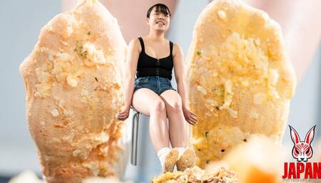 Mimi Filling Her Boots With Food! Food Fetish Presentation in Stockings - (4k Video)