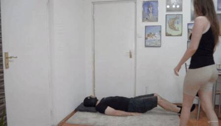 Mistress Cassie Walking On Slave (wmv)