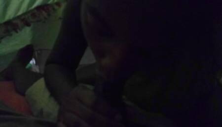 Ebony Thot Being a Whore Sucking Dick Trick or Treat Night