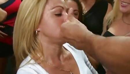 Room full of women ready for dick to fly around!