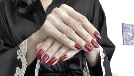 JOI and CEI Clip Red Fingernails Hand Fetish Silk Kimono