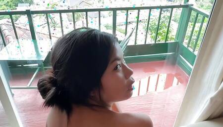 Fucking 18yo Asian with a beautiful view