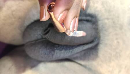 Nail painting to lover's dick by the girlfriend in the apartment