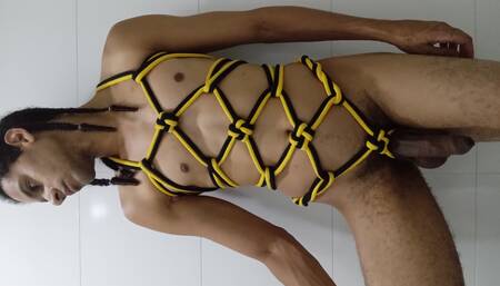 Bondage play - Having fun masturbating while tied up in a Hishi Karada (Shibari)