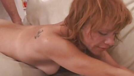 Red Head Tan Lines Whore Wife Double Fuck Facial Creampie!