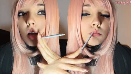 Cute Egirl Smoking slim cigarette (ask me for full vid)