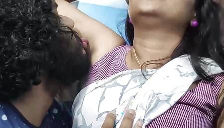 Vaishnavy and Sharun Raj saree lip lock romance part 1, Armpit lick romance with navel lick and lip lock, Mallu couple love