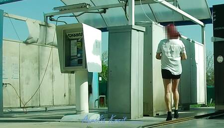 car wash flashing in mini skirt that lets you see the little chain hanging from my anal plug