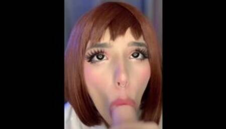 Uraraka Ochako sweet sucks dick