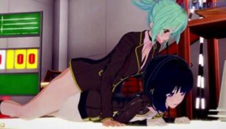 Suzu Kanade and Matsuri Kazamaki have deep futanari sex in a warehouse. - Ayakashi Triangle Hentai