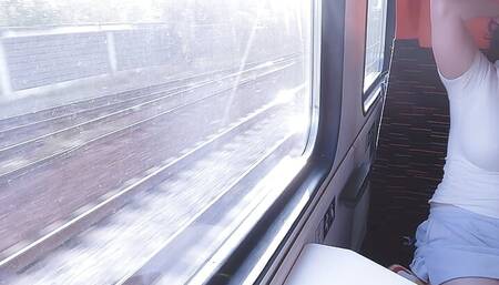 Very risky sex on a train With a beautiful woman Dada Deville, real amateur couple, milf, blowjob.