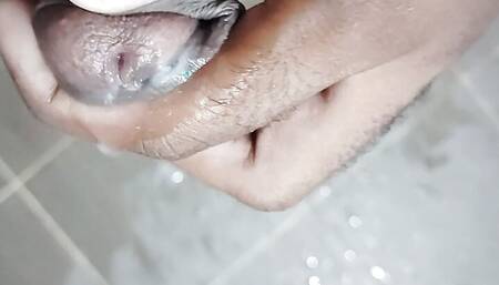 Solo Masturbation in the Bathroom with Big Cock