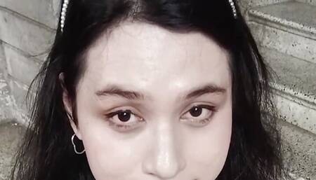 Sexy pinay tranny DaniTheCutie flashes her tits in public and her ass inside the restroom