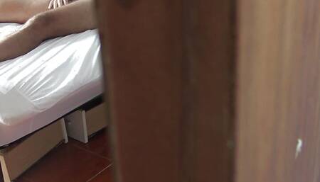 Voyeur Stepmom Watching Her Stepson Masturbate Before She Helps Him