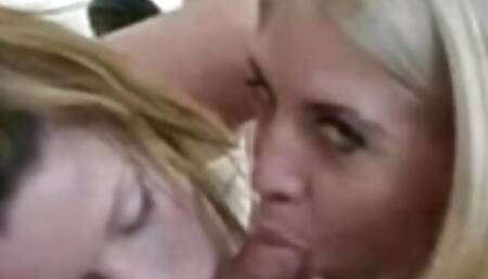 Beautiful Girlfriends Take Turns Sucking Down a Hard Cock