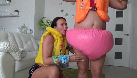 We take off and blow off our costumes 3inp