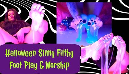 Halloween Slimy Filthy Foot Play and Worship - with Talking