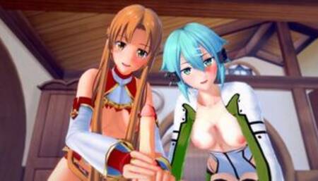 SAO: THREESOME WITH ASUNA AND SINON (3D Hentai)