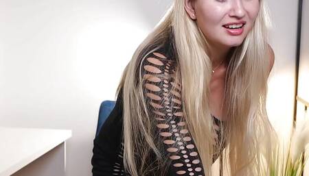 Blonde with a Phantom masturbates via video link