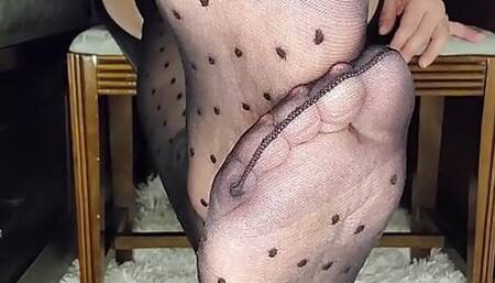 Tease, Watch as I Remove My Heels, My Nylons and Put Them Back on, Over and Over. as I Caress My Legs