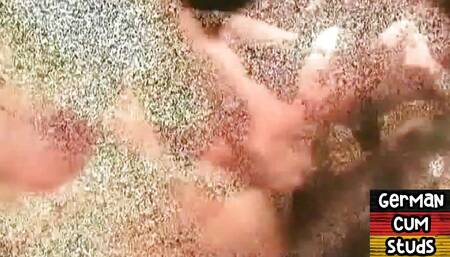 German amateur DILF fingering and stroking oiled stud