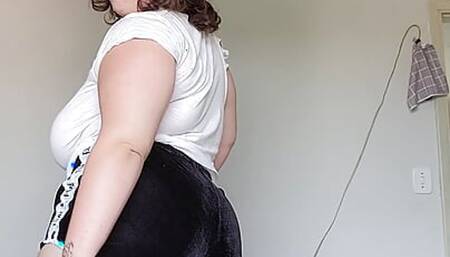 playing with my tits by the window