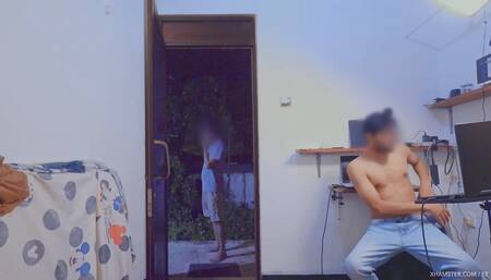 Masturbates Then Opens The Door Naked Cum For Next door Boy